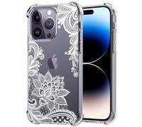 Sidande Case for iPhone 14 Pro Case, Apple 14 Pro 6.1" Case for Girls Women, Clear Floral Soft Flexible TPU Slim Phone Protective Case Cover for iPhone 14 Pro Mandala