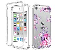 Sidande Case for iPod Touch 6/iPod Touch 5/iPod Touch 7 Case for Girls, Full Body Shockproof Clear Floral Soft Flexible TPU Slim Phone Protective Armor Cover for iPod Touch 5th/6th/7th (Rose Flower)