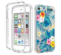 Sidande Case for iPod Touch 6/iPod Touch 5/iPod Touch 7 Case for Girls, Full Body Shockproof Clear Floral Soft Flexible Slim Phone Protective Armor Cover for iPod Touch 5th/6th/7th (Flowers & Leaves)