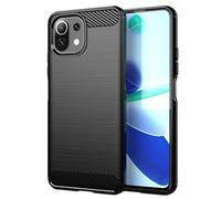 Sidande Case for Mi 11 Lite 4G/11 Lite 5G/11 Lite 5G NE/Mi 11 Youth M2101K9AG Case, Ultra Slim Phone Cover with Shock-Absorption Carbon Fiber TPU Rubber Protective Cases for Xiaomi Mi 11 Lite 5G Black