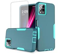 Sidande Case for REVVL 6 Pro 5G/T Phone Pro 5G with Tempered Glass Screen Protector, Rugged Dual Layer Support Magnetic Car Mount Protective Cases Cover for TMobile REVVL 6 Pro 5G Teal Mint