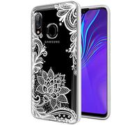 Sidande for Galaxy A20 Case, for Galaxy A30 Case with Flowers, Shockproof Clear Floral Soft Flexible TPU Slim Phone Case Cover for Samsung Galaxy A20 / for Galaxy A30 White Mandala