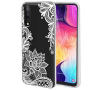 Sidande for Galaxy A50 Case, for Galaxy A50 Case with Flowers, Shockproof Clear Floral Soft Flexible TPU Slim Phone Case Cover for Samsung Galaxy A50 Mandala
