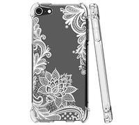Sidande for iPod Touch 7 Case, Touch 6 Case with Flowers, Shockproof Clear Floral Soft Flexible TPU Slim Phone Case Cover for Apple for iPod Touch 5/6/7th Generation White Mandala