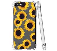 Sidande for iPod Touch 7 Case, Touch 6 Case with Flowers, Shockproof Clear Floral Soft Flexible TPU Slim Phone Case Cover for Apple for iPod Touch 5/6/7th Generation Sunflower