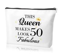 sidaopiu 50th Birthday Gifts for Women Friend Mum Auntie Special Sister 50th Birthday Gifts for Her Gift Ideas for 50 Year Old Woman Female Funny Age 50 Presents Makeup Bag for Daughter Nanny