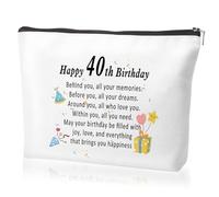 sidaopiu Happy 40th Birthday Gifts for Women Daughter Her 40th Birthday Gift Ideas Funny Makeup Bag 40 Year Old Gifts for Wife Mum Sister Auntie Age 40 Present for Woman Friends Christmas Valentines