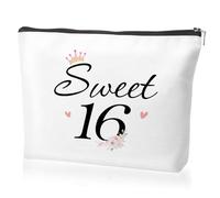 sidaopiu Sweet 16th Birthday Gifts Girl Daughter, Sweet 16 Gifts for Girls Sister, Age 16 Gift for Best Friend Grandaughter Ideas Makeup Bag Present for 16 Year Old Girl Niece Keepsake Christmas