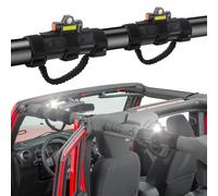 Sidaqi 2PCS Paracord Grab Handles Compatible with Jeep Wrangler 1955-2023 YJ TJ JK JL Gladiator JT ATV UTV Wrangler Accessories Grip Handle Roll Bar Grab Handles with LED Light-Black