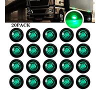 Sidaqi 3/4" Round Green LED Front Rear Side Marker Indicators Light 12V Waterproof Clearance Marker Light Trailer Side Marker Light for Trailer, Truck, Car, RV (Pack of 20)