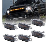 Sidaqi 6LED 18W Amber Car Front Grille Warning Lights Amber Daytime Running Lights DRL Front Bumper Cover Lamp Fit for SUV Fo-rd F-150 Raptor 2014-2020 Waterproof