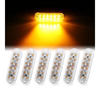 Sidaqi 6pcs 12LED Amber Strobe Flashing Lights for Truck Car Vehicle DC12-80V Waterproof Mini Warning Grill Light Recovery Lights Flashing Beacons for Truck Van Trailer Caravan Camper