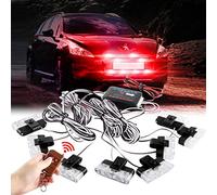 Sidaqi Red Strobe Lights Wireless Remote Control 16LED Flashing Lights 12V with 18 Lighting Modes Emergency Warning Lights Police Lights for Car Truck