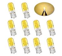 Sidaqi Standard Miniature T10 W5W Halogen Bulbs Bright Yellow 194 168 501 Wedge Daytime Running Lights DRL Side Maker Dashboard light Brake Tail Reverse Fog bulbs-10PCS