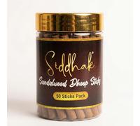 Siddhak Organic Sandalwood Dhoop Sticks - 50 Count with Free Holder | Up to 45 Minutes Burn Time | Long Lasting Fragrance Made from Natural Ingredients | Ideal for Pooja, Meditation, Yoga