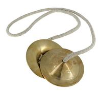 Siddharth International Hand Cymbals Handmade Percussion Manjira Pair With Cotton Thread Indian Musical Instrument Brass Plated Manjeera Kartal Instrument- 1 Pair