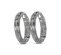 Siddhatva 2 pc Indian Designer Fashion Handmade Traditional Ethnic Silver Oxidized Bollywood Kada Open Bracelet Bangles
