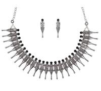 Siddhatva Afghani Antique Oxidised Silver Indian Ethnic Boho Tribal Statement Tassel Choker Necklace Jewelry, L, Metal, No Gemstone