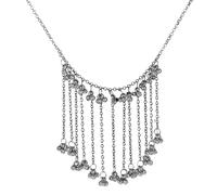 Siddhatva Designer Statement Afghani Antique Oxidised Silver Indian Ethnic Tassel Ghungroo Bells Tribal Gypsy Necklace Jewelry Set Women, Metal, No Gemstone