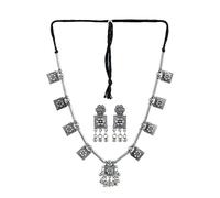 Siddhatva Indian Designer Statement Afghani Silver Oxidised Dual Tone Ethnic Traditional Tassel Choker Necklace Jewelry Women, L, Metal, No Gemstone