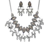 Siddhatva Indian Seilver Necklace for Women Boho Retro Fusion Indian Afghani Silver Oxidized Ethnic Gypsy Tribal Choker Necklace Jewelry