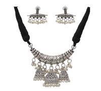 Siddhatva Statement Ethnic Indian Stylish Silver Oxidized Boho Gypsy Fashion Choker Necklace Jewelry, Choker, Metal, No Gemstone
