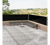 Side Awning Black 117x1200cm Polyester PU Coated Retractable Privacy Screen Dual