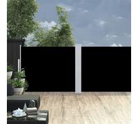 Side Awning Black 140x1000cm Polyester PU Coated Auto Retractable Privacy Screen