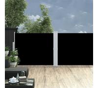 Side Awning Black 140x1200cm Polyester PU Coated Steel Cassett Retractable Patio