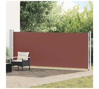Side Awning Brown 160x600cm Polyester PU Coated Fabric with Iron Cassette Roller