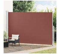 Side Awning Brown 220x500 cm. Polyester PU Fabric with Iron Cassette Retractable