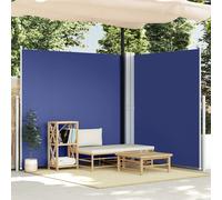Side Awning Retractable Double-Sided Blue 200x600 cm PU-Coated Polyester Privacy