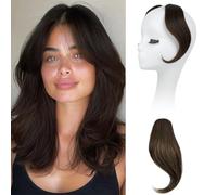 Side Bangs Clip in Bangs, 2Pcs Clip On Bangs for Women, Hair Clip in Bangs Fringe Natural Look, Fake Bangs Fringe Hair Extensions for Daily Wear(Dark Brown)