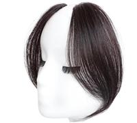Side Bangs Clip In Human Hair 2Pcs Clip On Bangs For Women 9.8 Inch Long Natural Looking Wave Fake Bangs Fringe Hair Brown