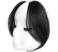 Side Bangs Clip In Human Hair 2Pcs Clip On Bangs for Women 9.8 Inch Long Natural Looking waving Fake Bangs Fringe Hair Extensions Natural Black