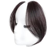 Side Bangs Clip In Human Hair, Side Bangs Clip In Human Hair 2Pcs On for Women 9.8 Inch for Girls, Dark Brown