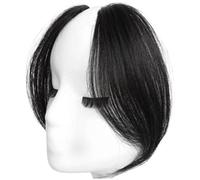 Side Bangs Clip In Human Hair, Side Bangs Clip In Human Hair 2Pcs On for Women 9.8 Inch for Girls, Natural Black