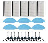 Side Brush, Filter, and Mop Cloth Replacement Kit for Tikom L9000, For Lubluelu S/L60D, For Laresar For L6 Nex, For Honor For Q6 SE Robot Vacuum Cleaners - 10-Piece or 21-Piece Set(B)