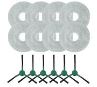Side Brush Mop Cloth Kit for Roomba for combo 405 505 6 Side Brushes 8 Mop Pads for Roomba Plus 405 Corner Cleaning Side Brush Set for Roomba 505 for combo Washable Mop Cloths Replacement for Roomba