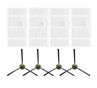 Side Brushes and Filters Kit for MAMNV T7S, JIKA T7S, Teendow T7S/T12S Robotic Vacuum Cleaner - 8 Filters + 10 Side Brushes(A)