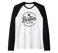 Side by Side Or Miles Apart Connected by Heart Besties Raglan Baseball Tee