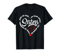 Side By Side Or Miles Apart Sisters Connected By Heart Value Graphic T-Shirt