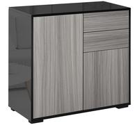 HOMCOM Side Cabinet With 2 Doors And 2 Drawers Grey Black, Black