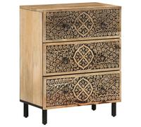 Side Cabinet 2pcs Solid Mango Wood Natural 60x33x75cm Hand-Carved Retro Rustic