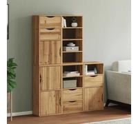 Side Cabinet 5pc Solid Pine Wood Natural 40x24x79cm Rustic Honey Finish Modular