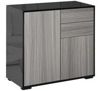 Side Cabinet Black Grey 74x79x36cm Glossy Matte Engineered Wood 2D 2R AntiTip HD