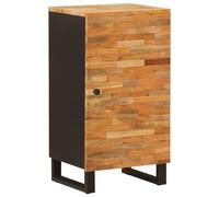 Side Cabinet Brown Solid Mango Wood 40x33x75 cm Rustic Slim 1 Door Black Handles