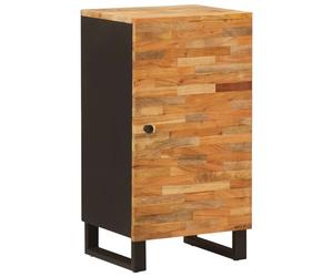 Side Cabinet Brown Solid Mango Wood 40x33x75 cm Rustic Slim 1 Door Black Handles