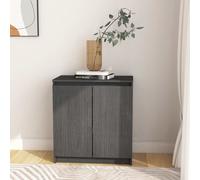 Side cabinet grey solid pinewood 60x36x65 cm compact 2-compartment storage unit