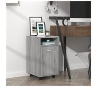 Side Cabinet Grey Sonoma 33x38x60cm Engineered Wood Wheeled 2-Shelf Mobile Slim